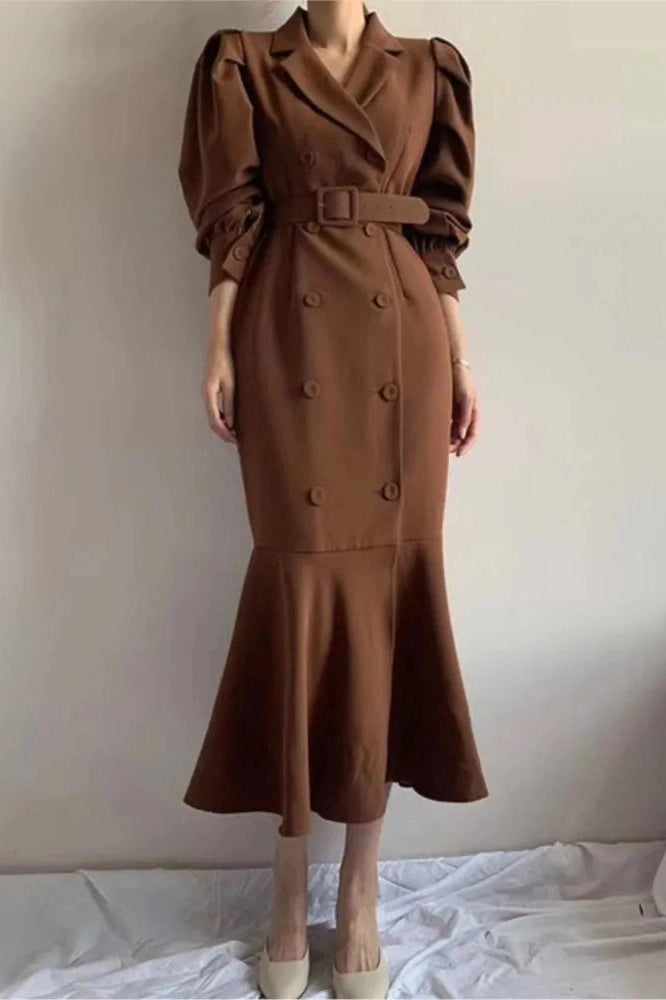 Elegant Long Sleeve Midi Dress