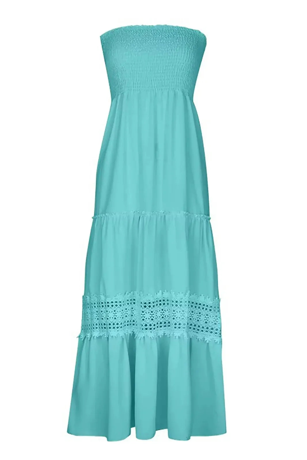 Elegant Backless Lace Trim Maxi Dress