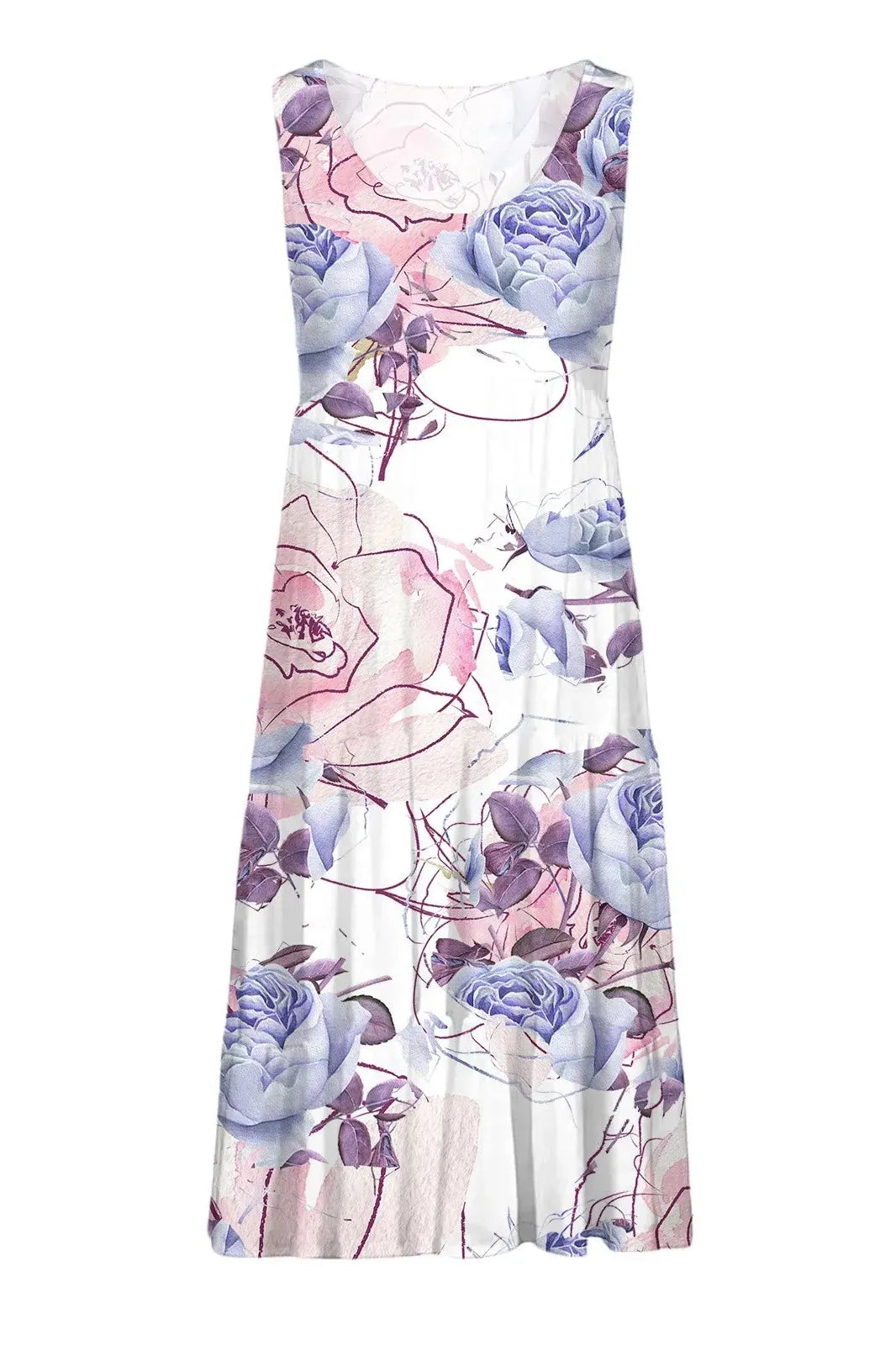 Gradient Print Sleeveless Midi Dress