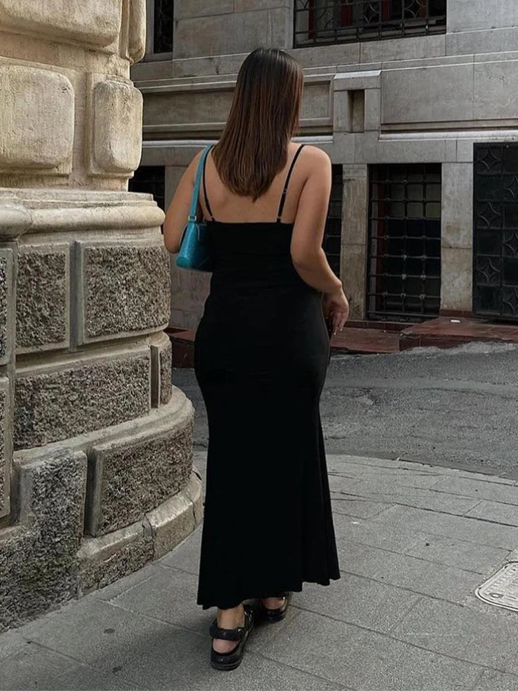 Sleeveless Elastic Slim Trumpet Bodycon Maxi Summer Dress 2024