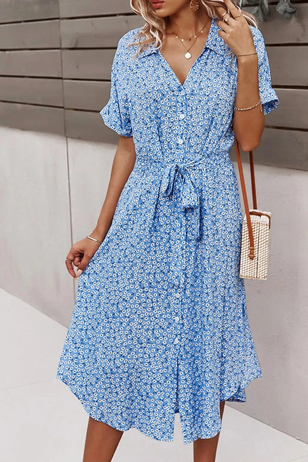 Floral Print  Cover-Up Midi Dress