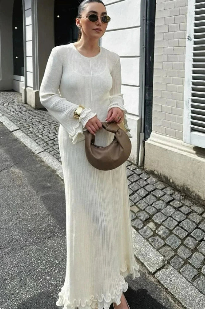 Long Sleeve Round Neck Maxi Dress