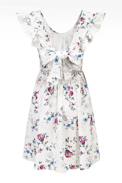 V-Neck Floral Print Ruffle Mini Dress