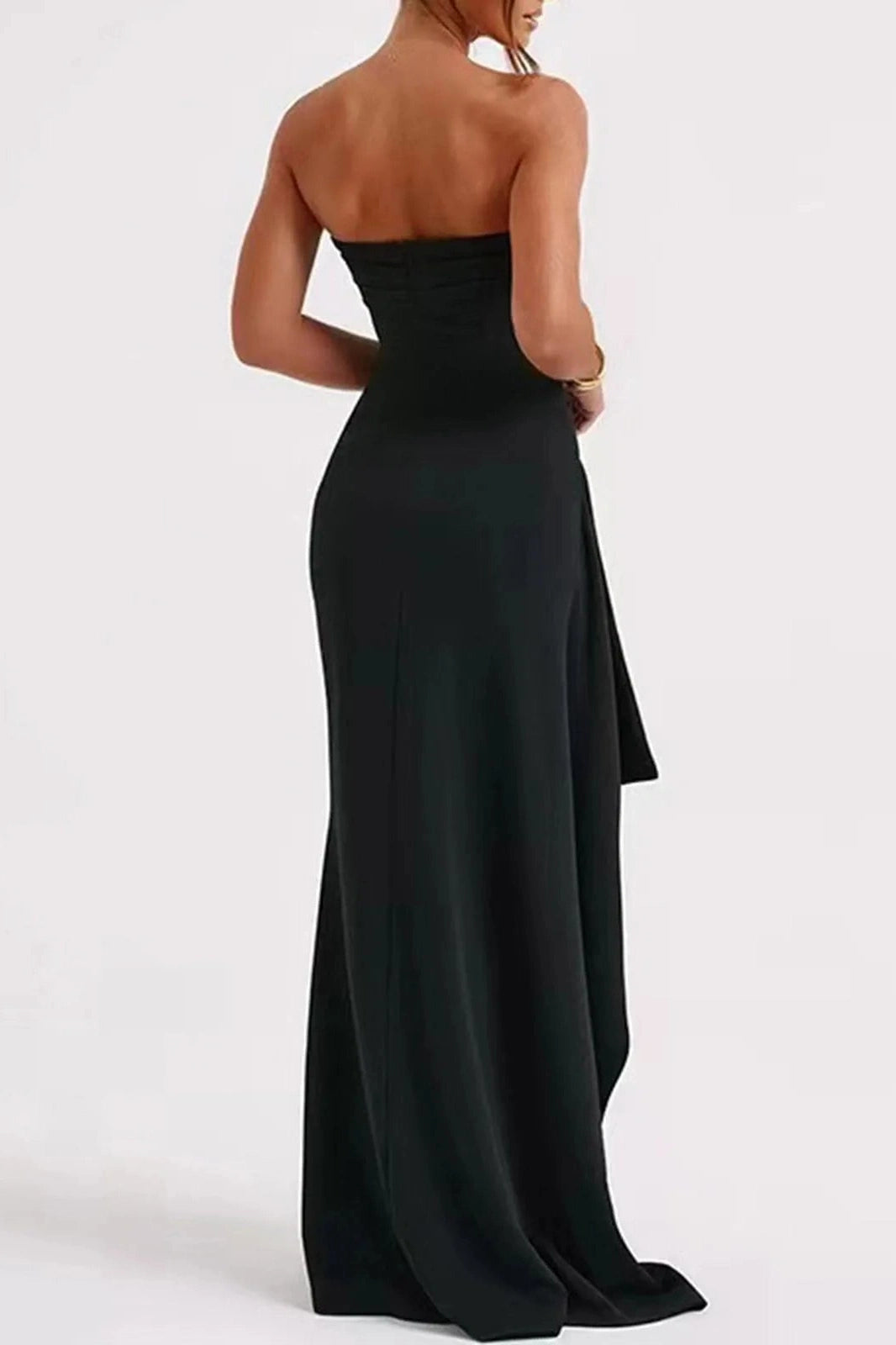 High Slit Strapless Maxi Dress