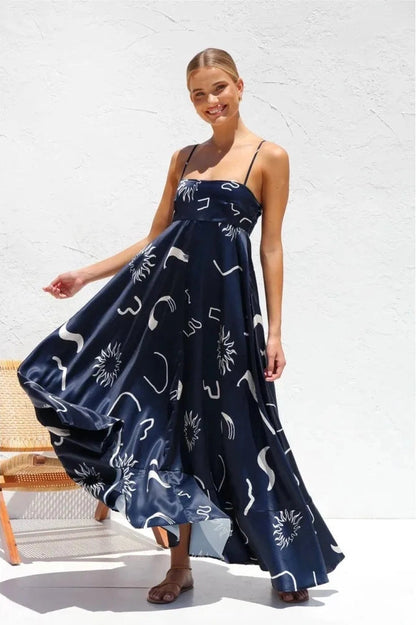 Elegant Printed A-Line Maxi Dress