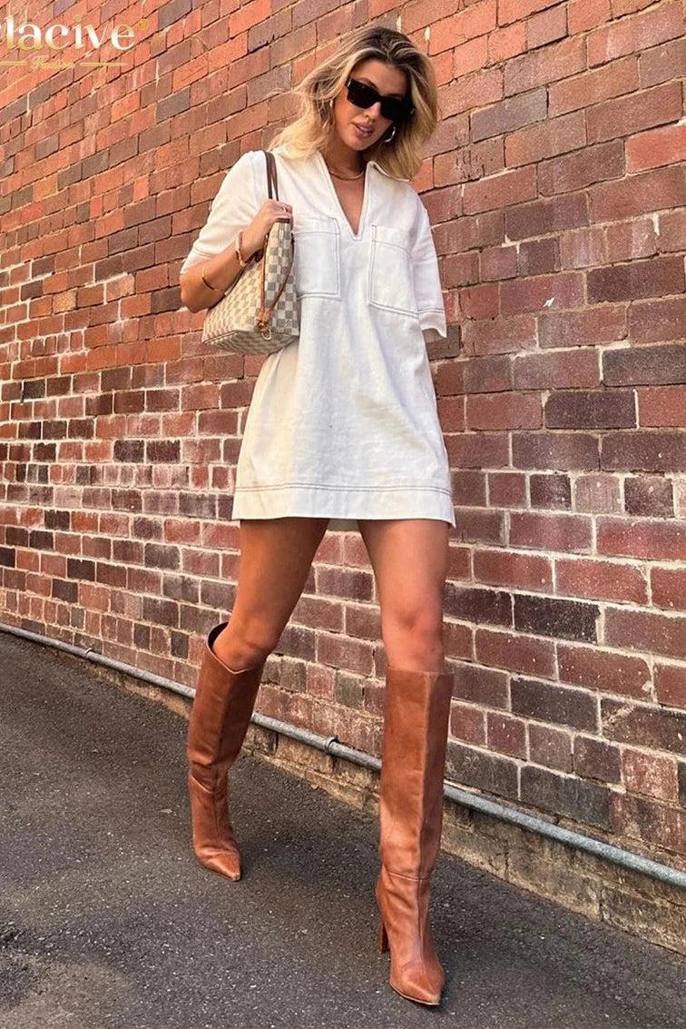 Elegant Short Sleeve Mini Dress