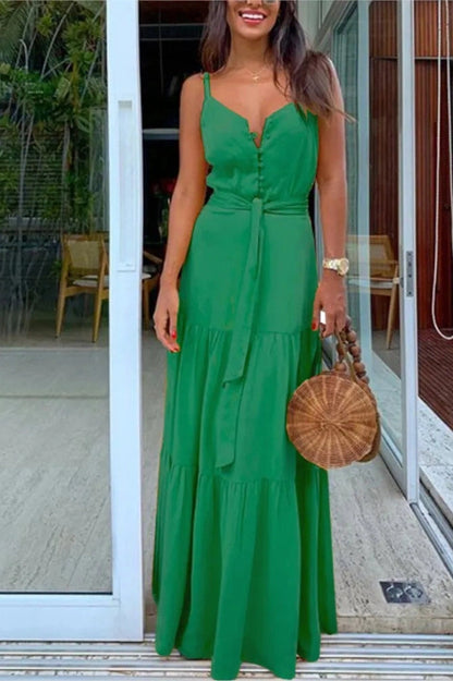 Elegant Sleeveless V-Neck Maxi Dress