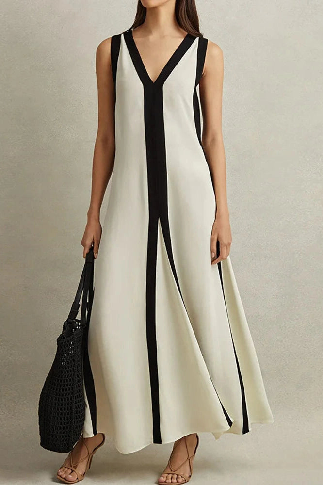 Deep V-Neck Backless Sleeveless Maxi Dress