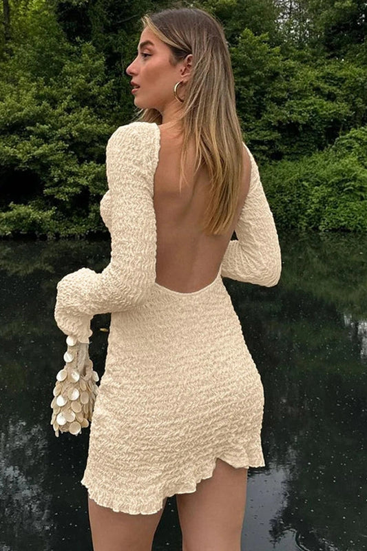 Long Sleeve Backless Mini Dress