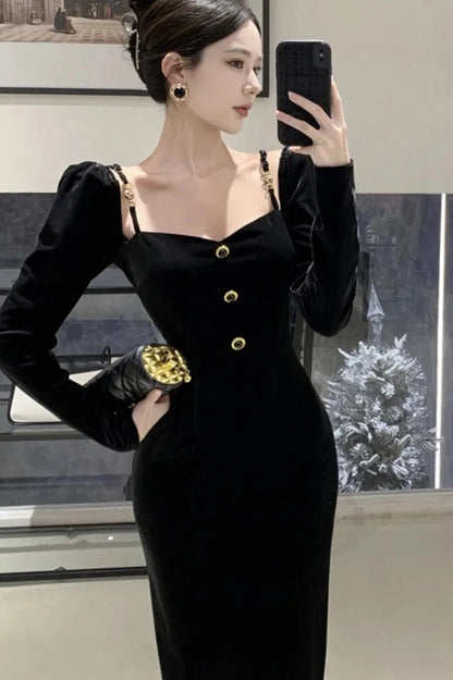 Velvet Long Sleeve Maxi Dress