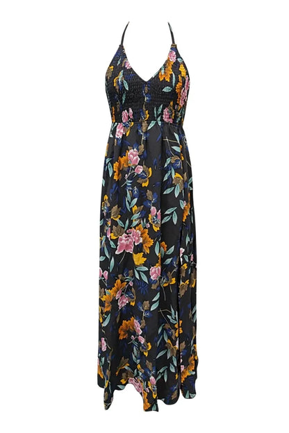 Backless Spaghetti Strap Floral Maxi Dress