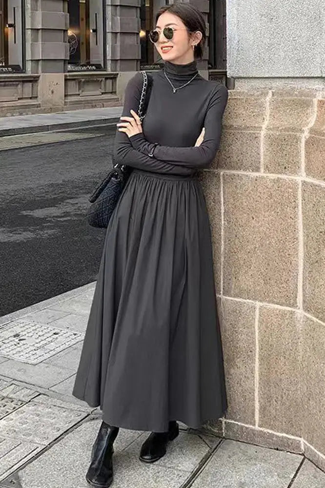 Elegant Slim Pleated Maxi Dress