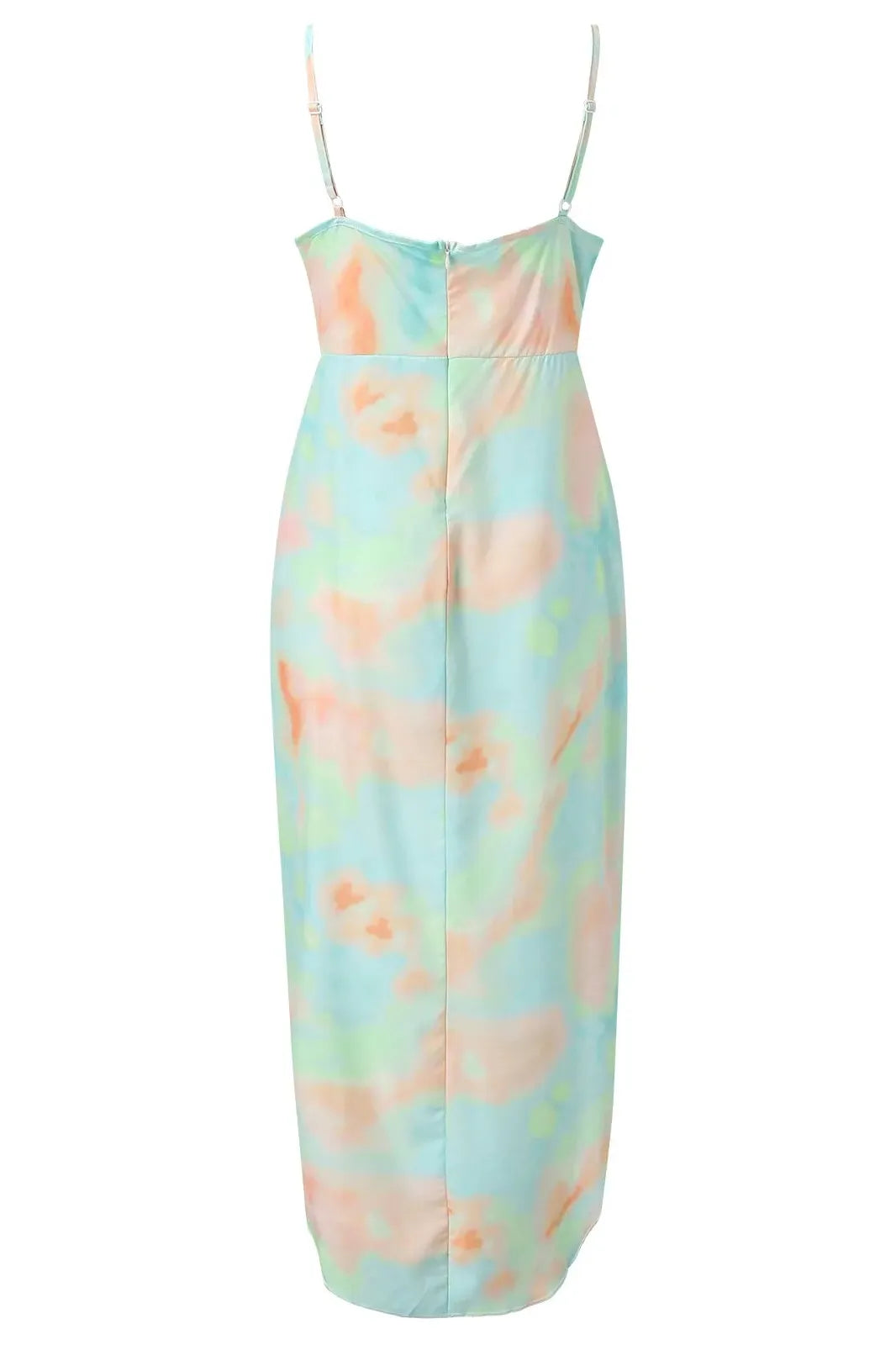 Tie-Dye Lace-Up A-Line Midi Dress