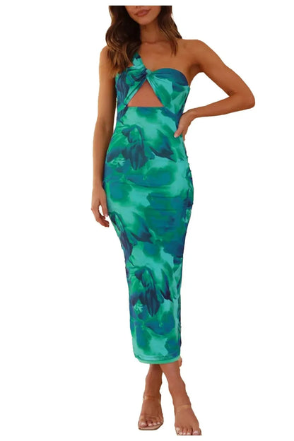 Elegant Printed Sleeveless Midi Dress