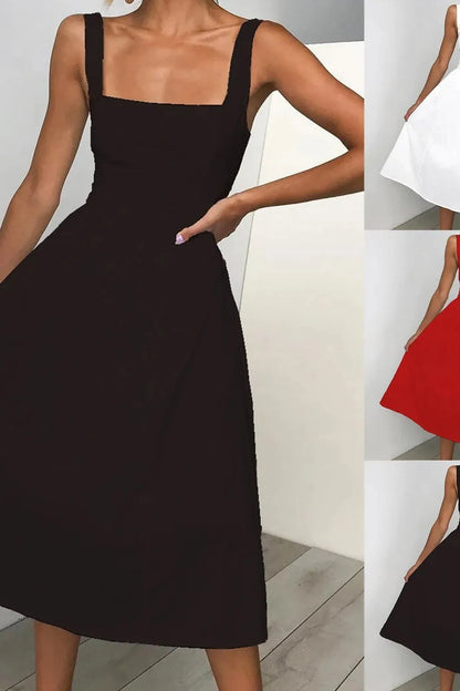 Sleeveless Square Neck Midi Dress