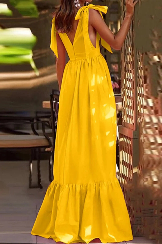 Elegant V-Neck Backless Maxi Dress