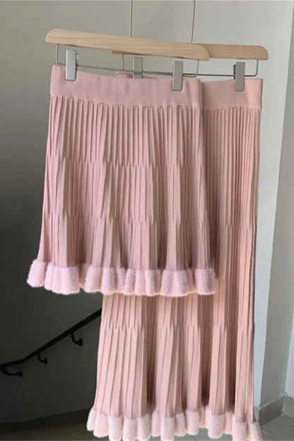 High Waist Ruffled Pleated Maxi Skirt