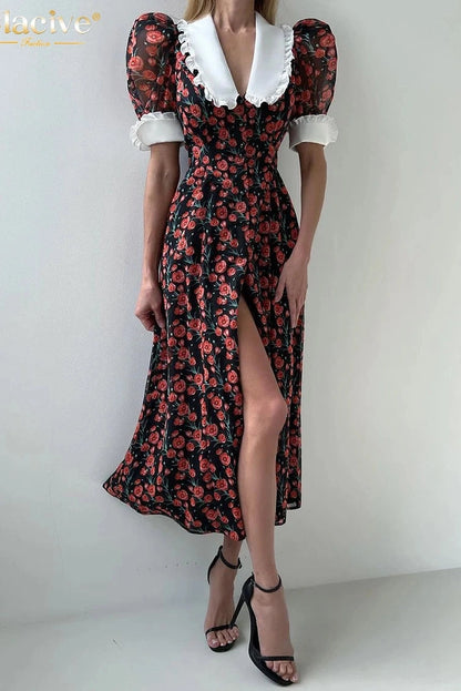 Elegant Print Maxi Dress