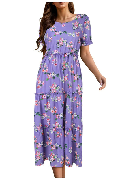 Floral Puff Sleeve Maxi Dress