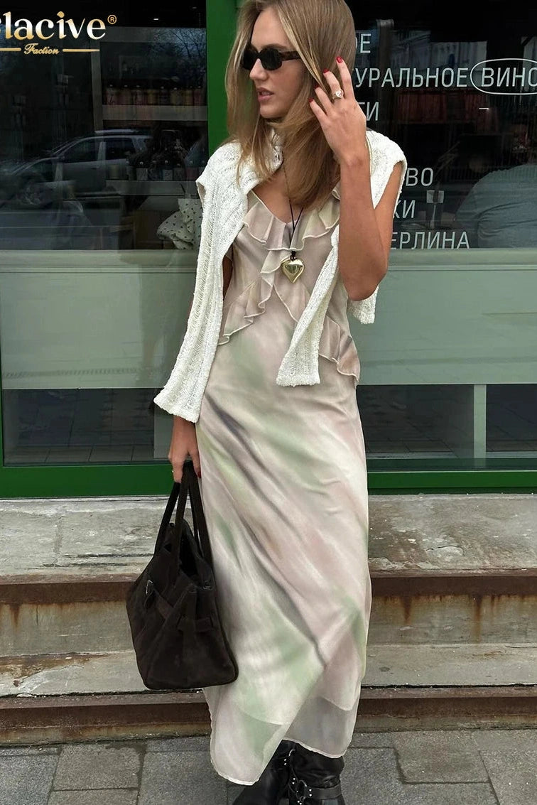 Printed Sleeveless Maxi Dress