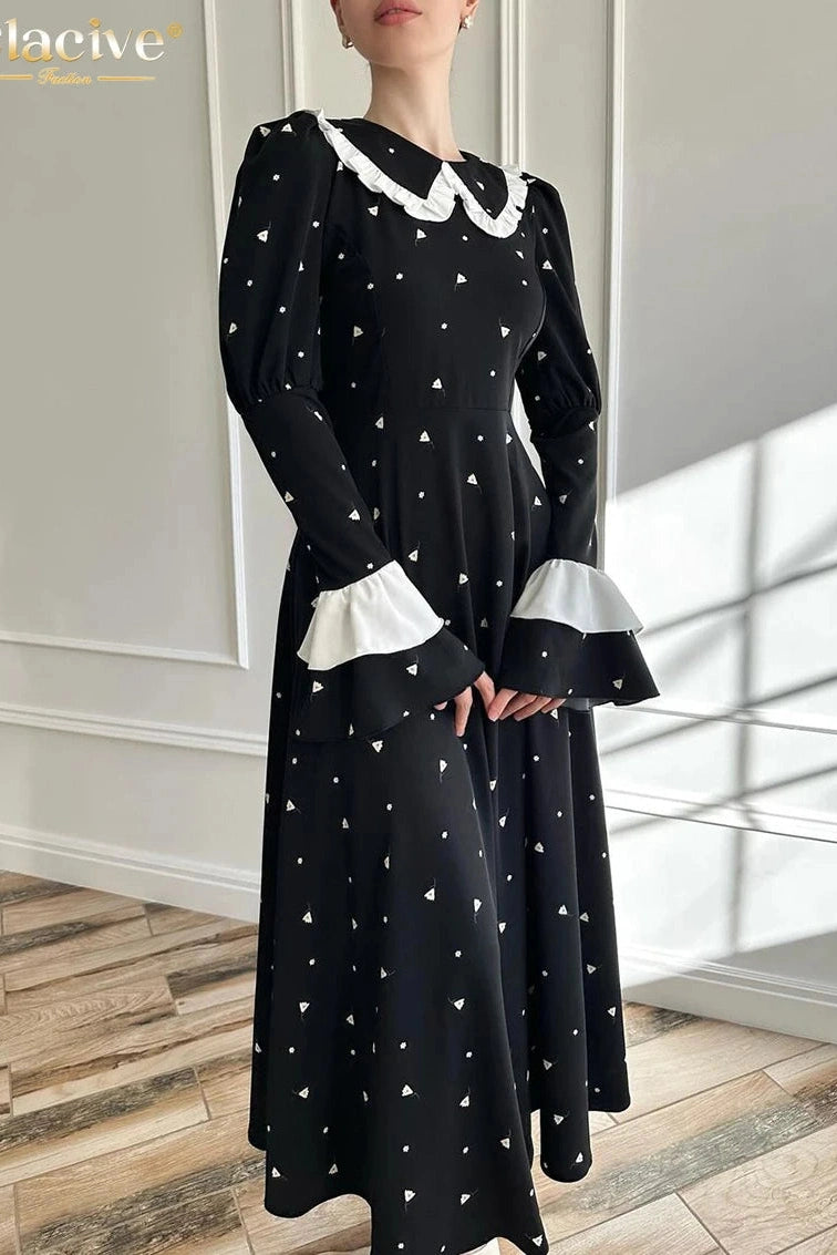 Printed Long Sleeve Maxi Dress