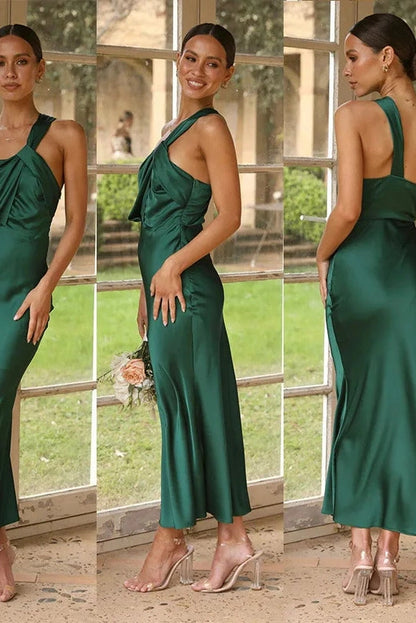 Sleeveless One-Shoulder Bodycon Maxi Dress