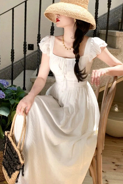 Elegant Square Collar Maxi Dress