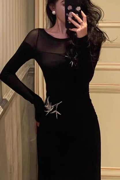 Elegant Long Sleeve Bodycon Maxi Dress