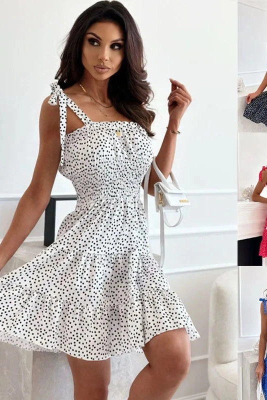 Polka Dot Backless A-Line Mini Dress