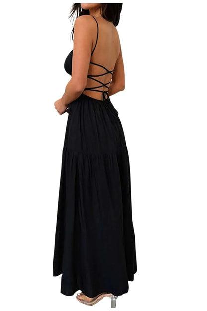 Sleeveless V-Neck A-Line Maxi Dress