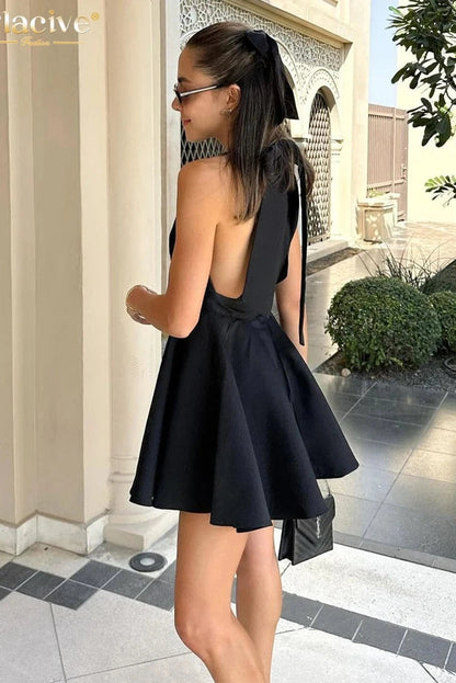 Elegant Halter Sleeveless Mini Dress