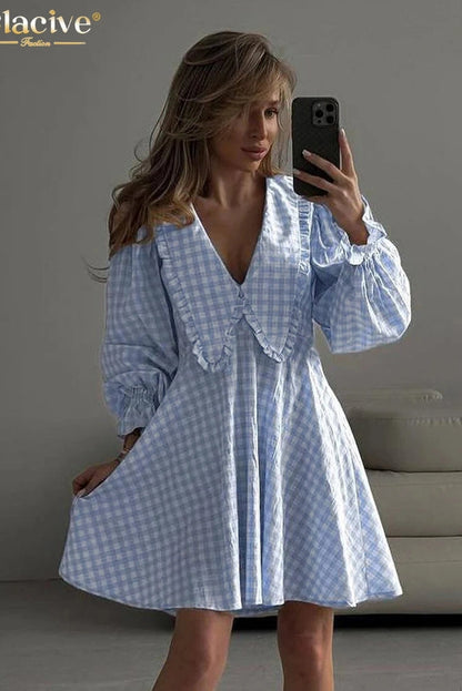 Cotton Long Sleeve Mini Dress