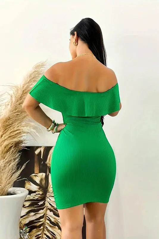 Elegant Off Shoulder Ruffles Mini Dress