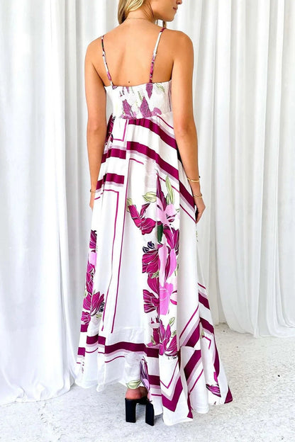 Floral Print open Back  Maxi Dress