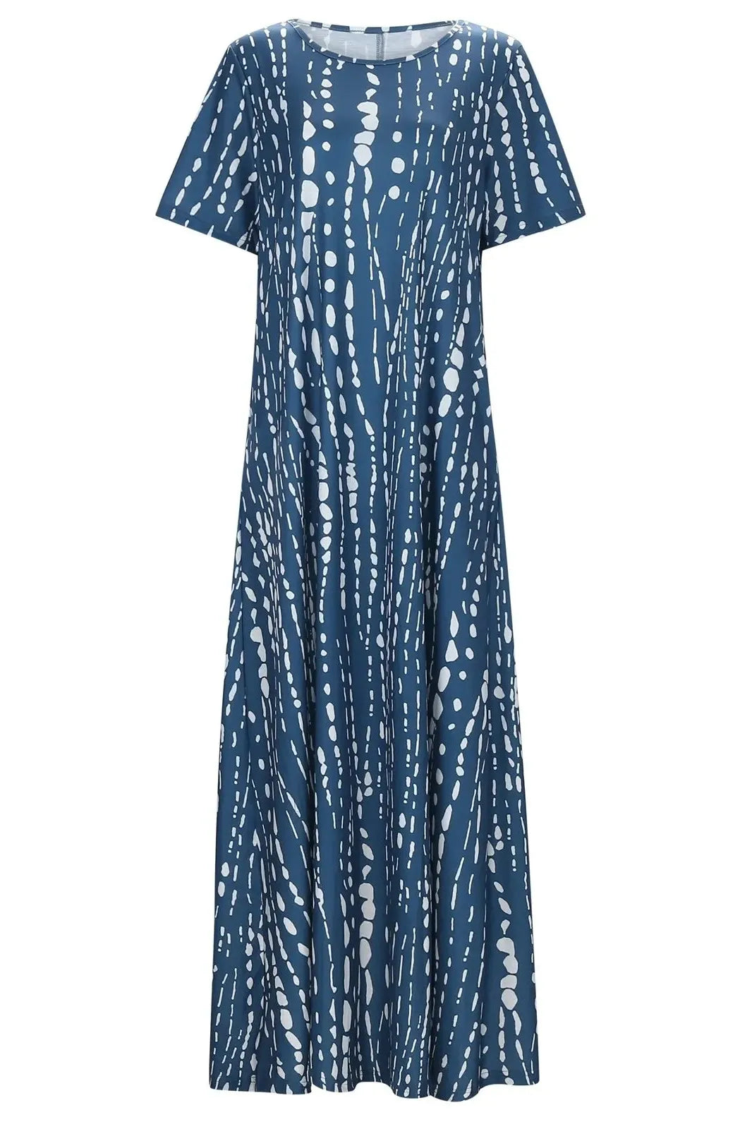 Short Sleeve Dot Striped Maxi Dress