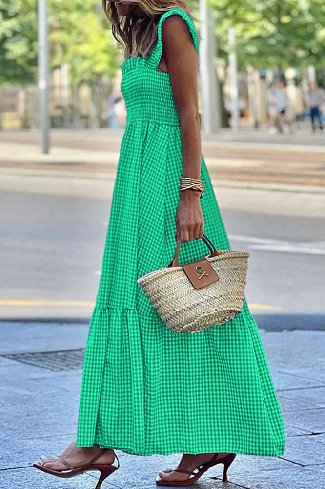 Sleeveless Loose Square Collar Midi Dress