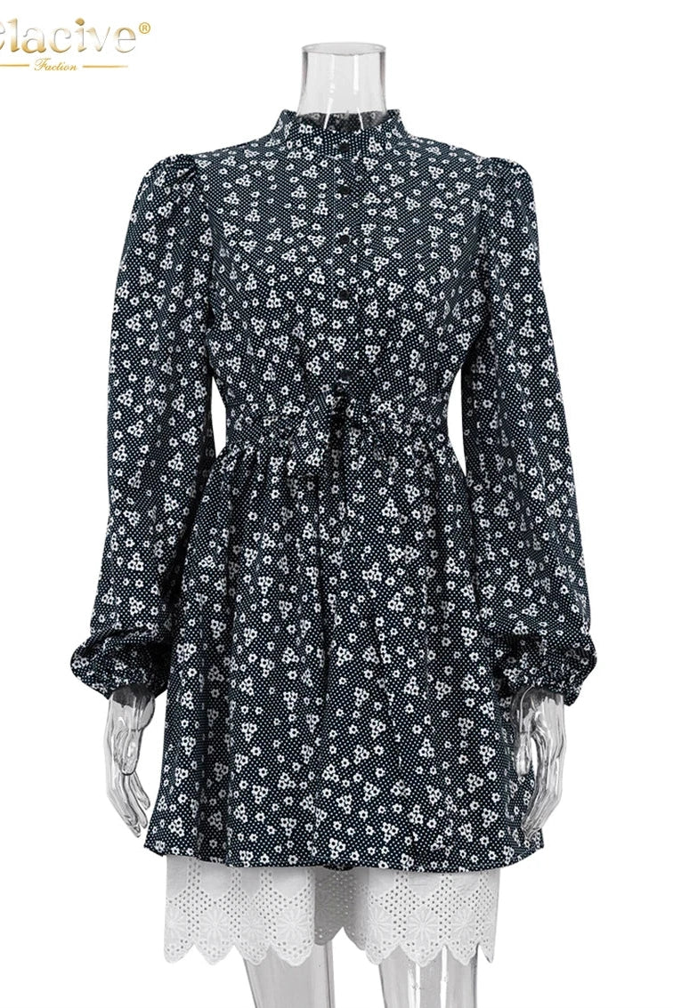 Print Puff Sleeve Mini Dress