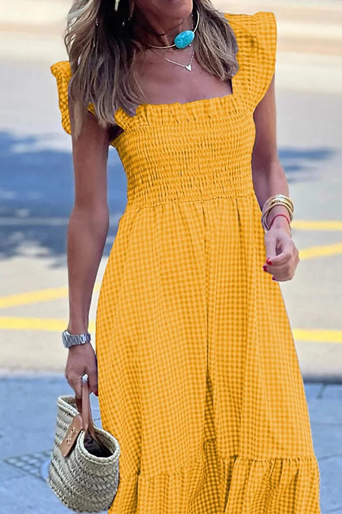 Sleeveless Loose Square Collar Midi Dress