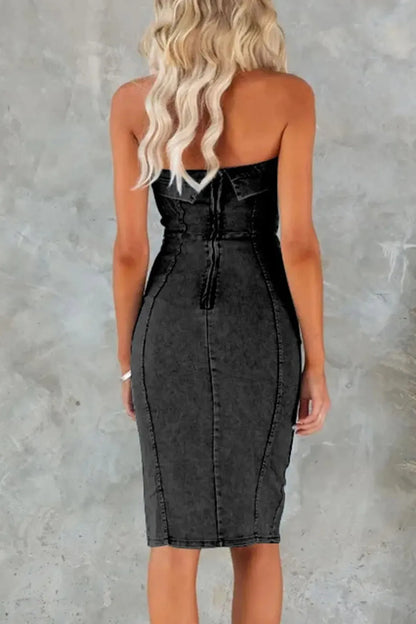 Strapless Slim Fit Midi Dress