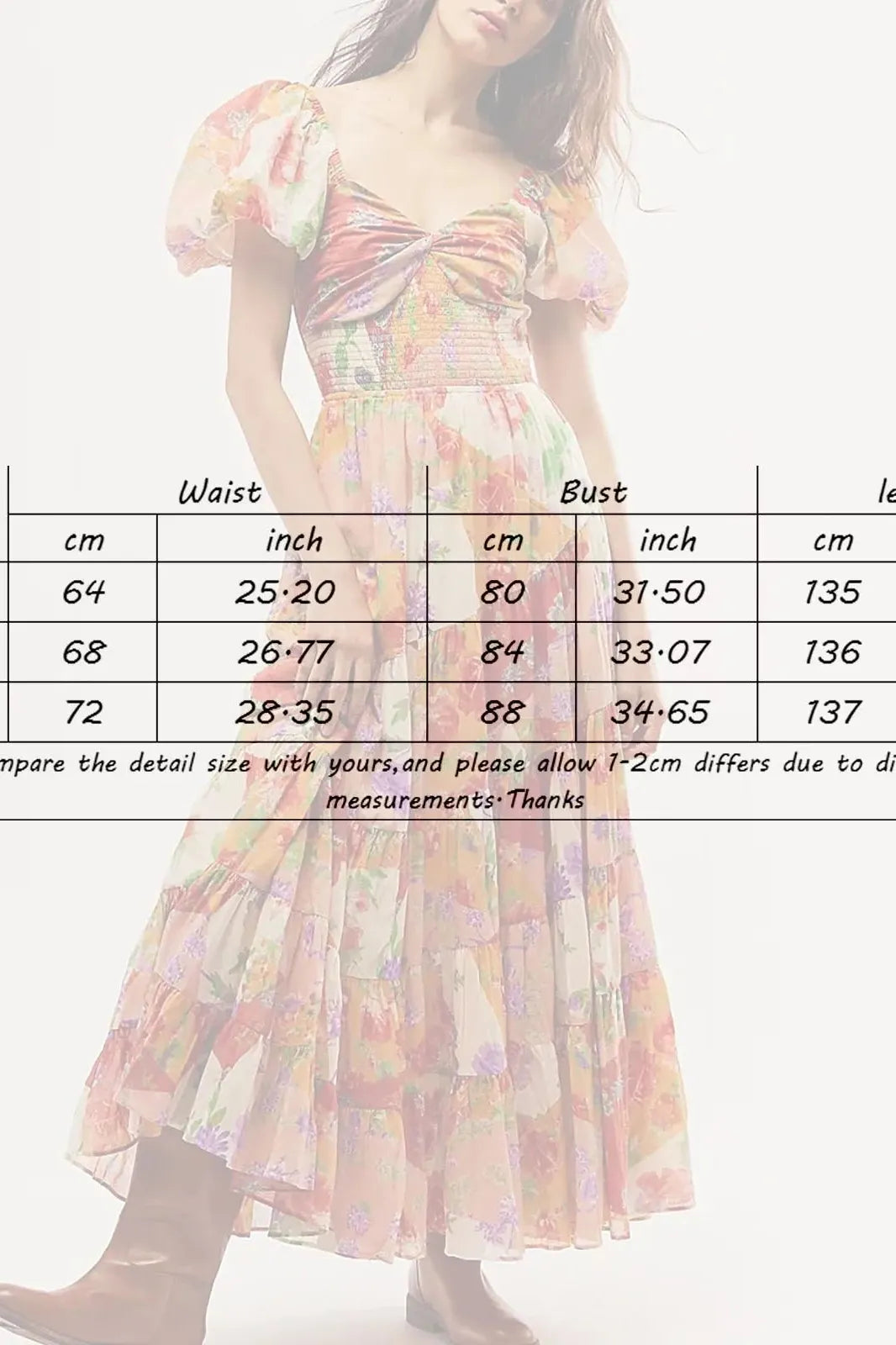 Patchwork V-Neck A-Line Maxi Dress