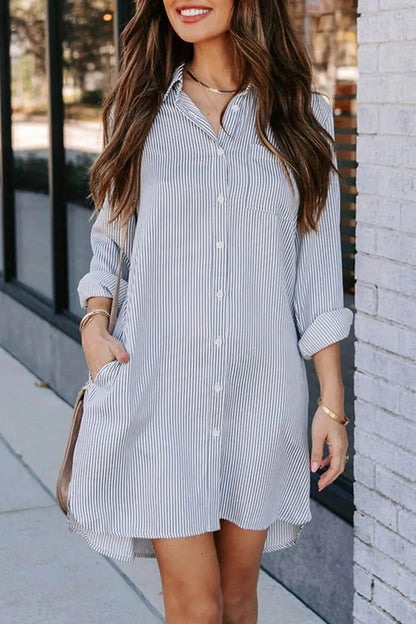 Striped Button Down Midi Dress