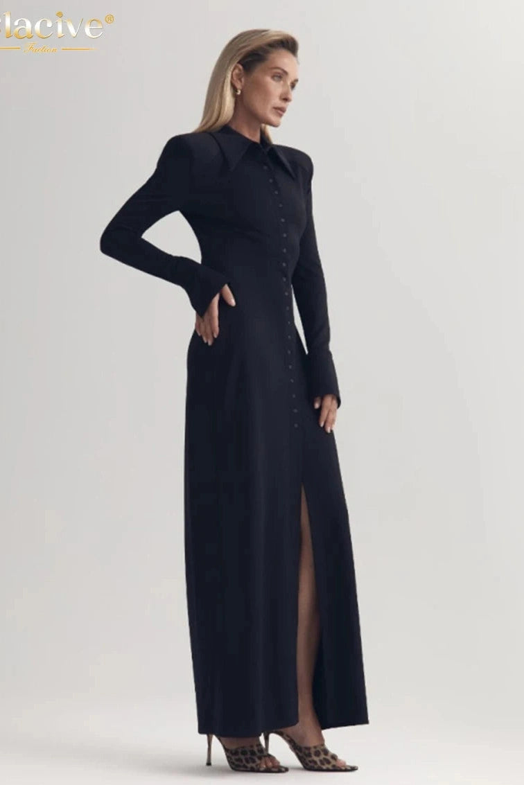 Elegant Long Sleeve Maxi Dress