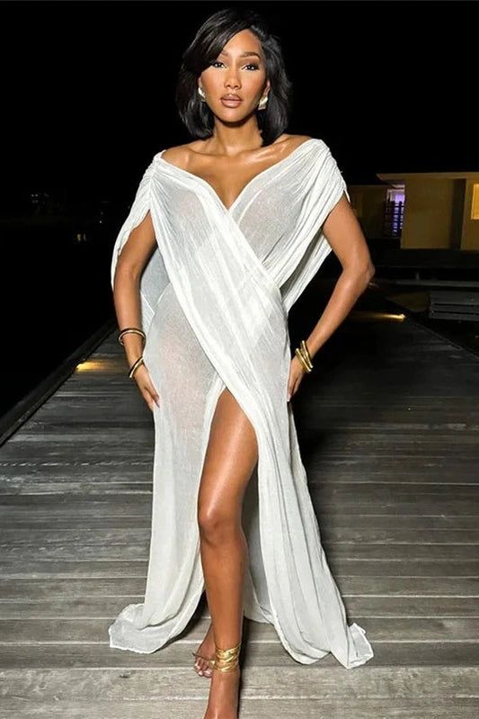 Elegant See-Through Irregular Cover-Up Dress