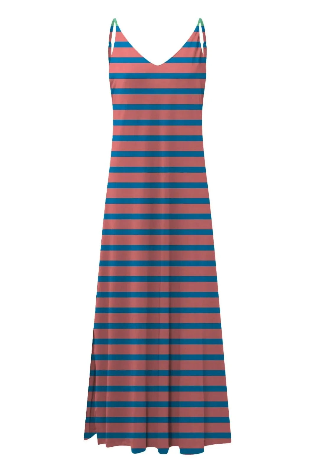 Elegant Striped Deep V Maxi Dress