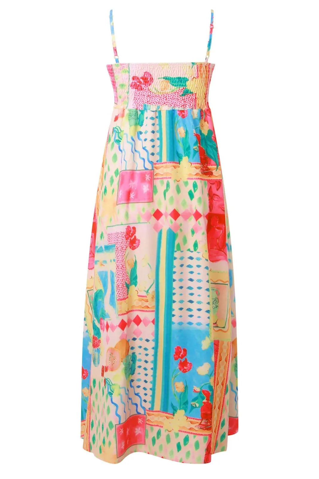 Colorful Floral Strap Maxi Dress