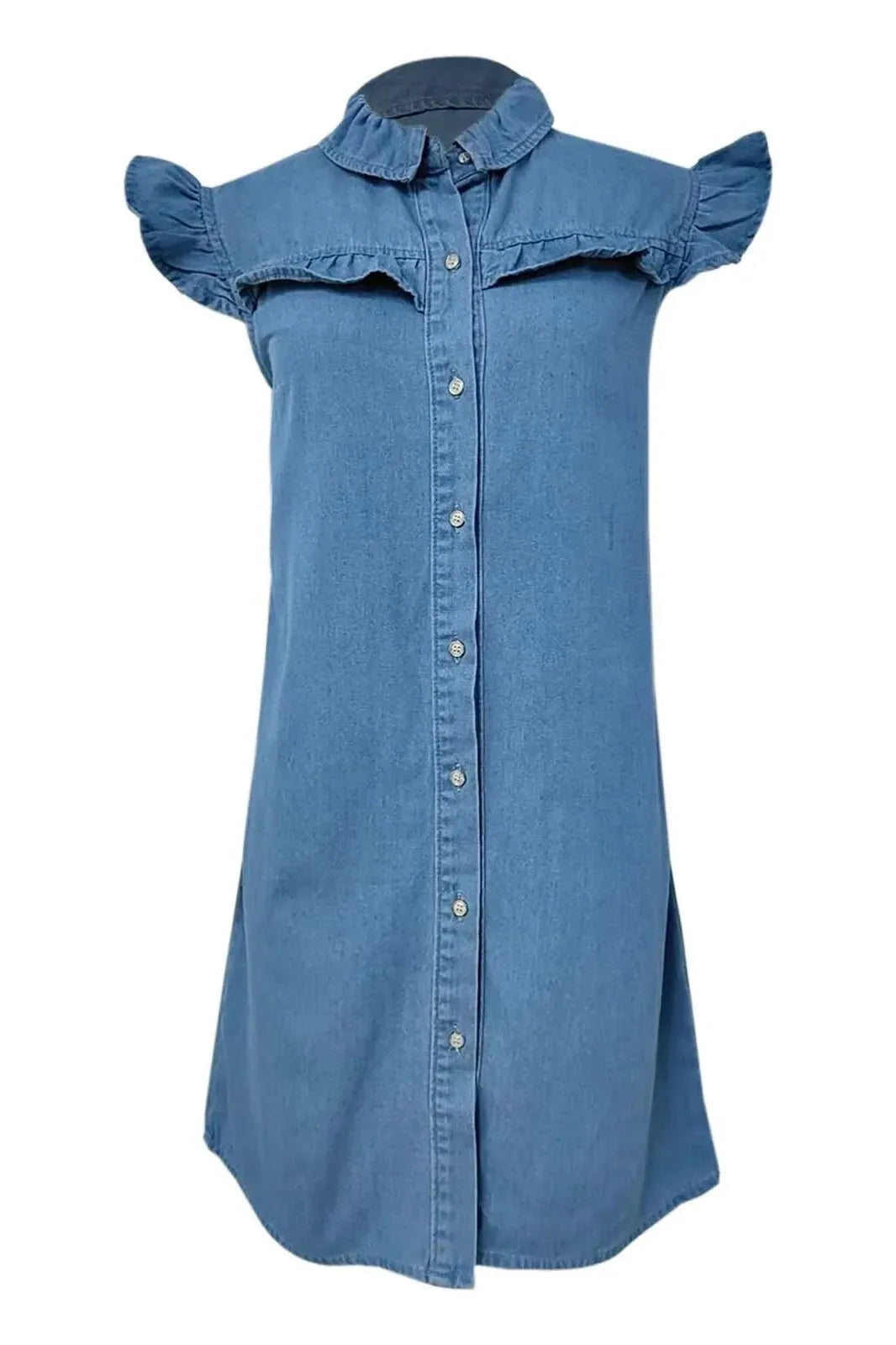 Elegant Ruffle Denim Mini Dress