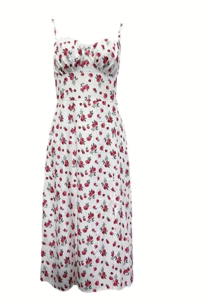 Elegant Printed Backless Midi Dress