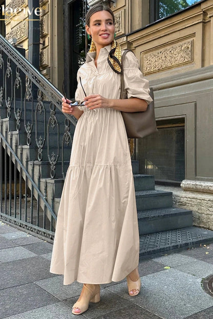 Elegant Half Sleeve Maxi Dress