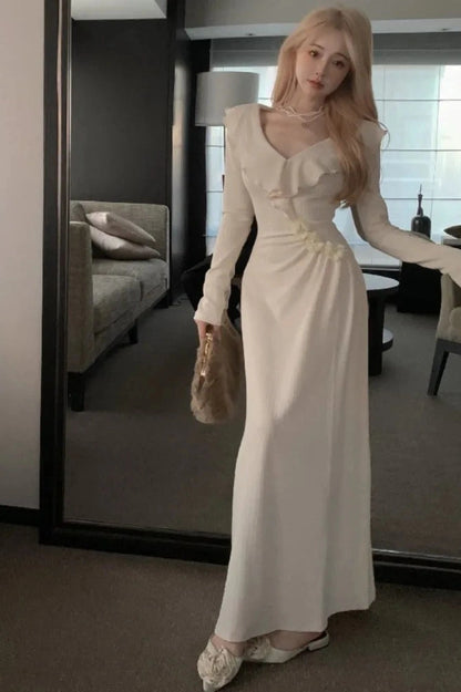 Elegant Long Sleeves Maxi Dress