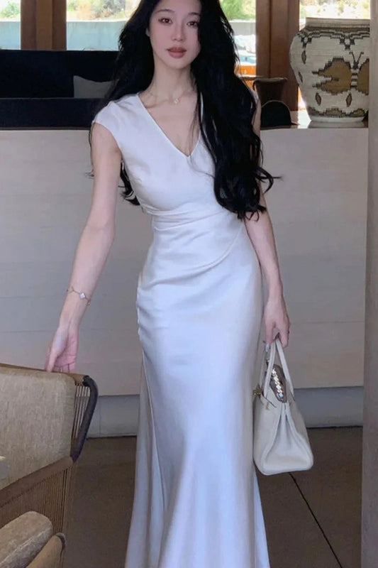 Elegant Bodycon V-Neck Maxi Dress